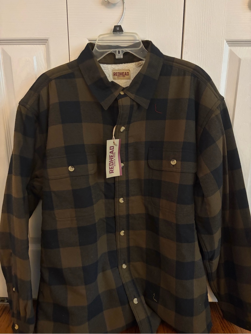 NWT RedHead Men's Olive & Black Plaid Flannel lined jacket